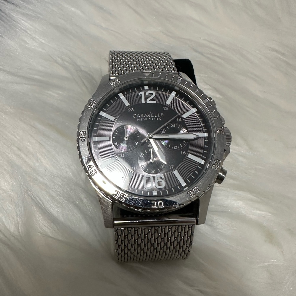 Caravelle Men's Silver Chronograph Watch